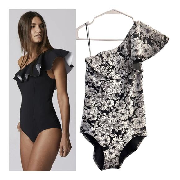 NWT Lisa Marie Fernandez THE ARDEN MAILLOT FLOUNCE Floral Swimsuit Sz 2 USA Made - Picture 1 of 10